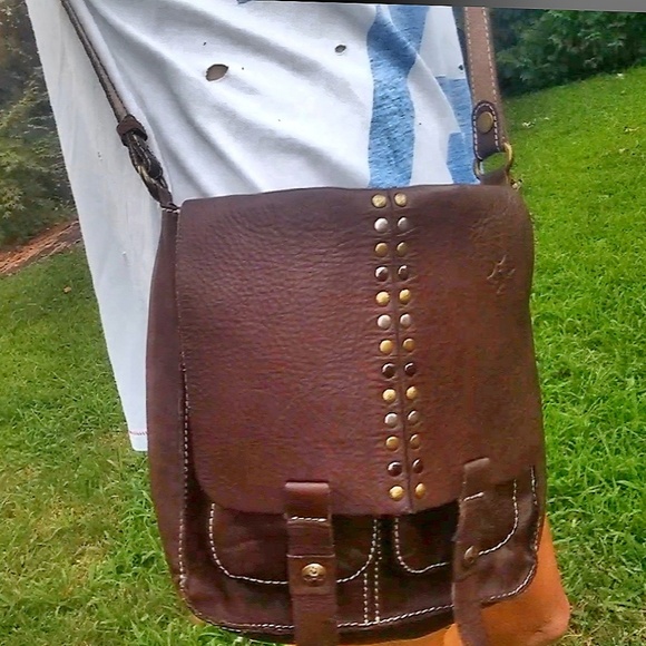 Patricia Nash Handbags - Patricia Nash Studded  Brown Crossbody Saddle Bag